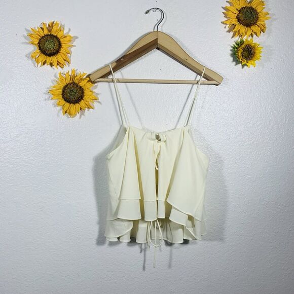 Free People Tropical Wave Cream Lace Back Crop Top Size Large Women’s - Picture 5 of 9